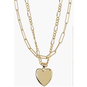 Adornia Layered Heart Pendant Necklace in Goldtone